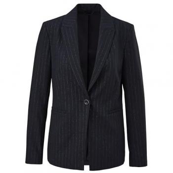COMMA Women's Striped Blazer, Dark Blue, Size L