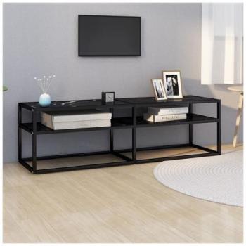 Meuble Audio Hifi Marbre Noir 140x40x40,5 cm