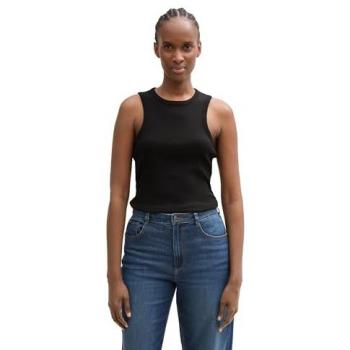 TOM TAILOR Denim Ripp-Optik Trägertop für Frauen, Schwarz, S