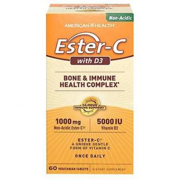 Suplemento de Vitamina C Ester-C con D3, 5000 UI, 60 tabletas