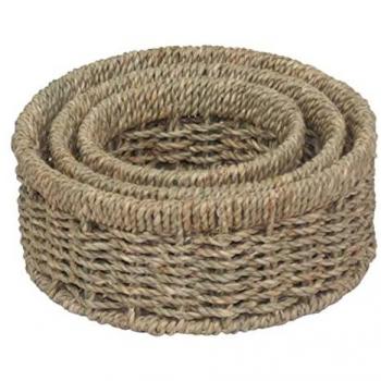 Set of 3 Small Round Seagrass Trays
