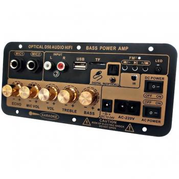 Amplificateur D50 avec audio optique et Bluetooth pour voiture et maison Noir