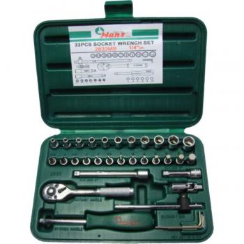 HANS 2633MB – Clé à douille 1/4, 6 pans, 33 pièces