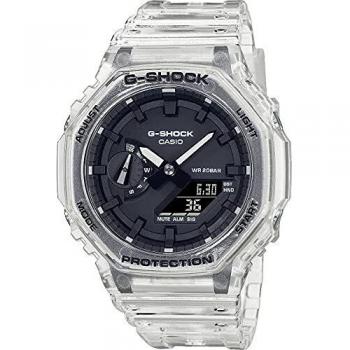 Mens Casio 'G-Shock' Clear and Black Plastic/Resin Quartz Chronograph Watch