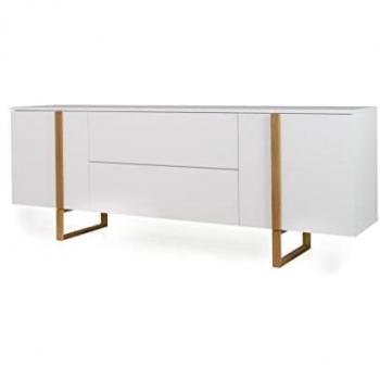 Sideboard TENZO BIRKA, 216 cm x 78 cm x 43 cm, weiß, sanft schließend