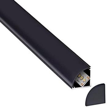 Perfil de aluminio KORK-mini para LED, 1 metro, color negro