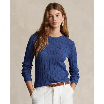 Ralph Lauren Women's Blue Cable Knit Cotton Sweater, Size M