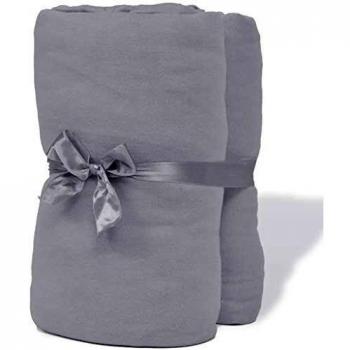 Cover set 2 pz microfibra 160 g/m² grigio vidaXL 140×200 cm