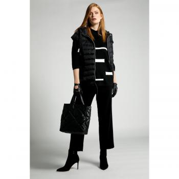 Maglione a righe oversize con colletto alto, Donna, Nero, Taglia: 64/66, Viscosa/Fibre sintetiche