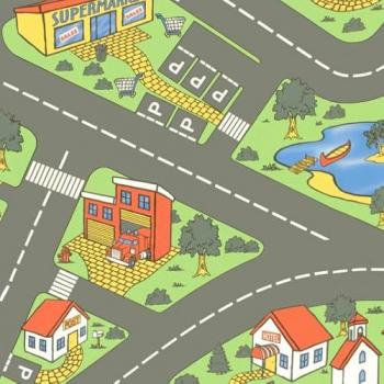 Suelo Vinílico Infantil con Diseño de Pista de Coches 2m x 10m