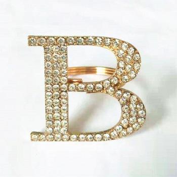 Golden Diamond Letter Napkin Rings