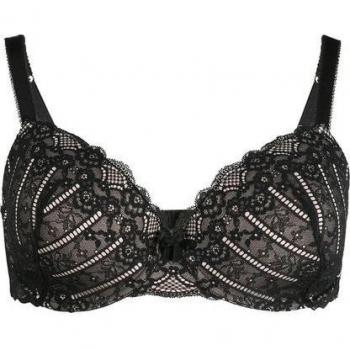 Bügel-BH Dorina Celine – 95E, schwarz, Mikro­faser‑Rückenflügel, Power‑Mesh