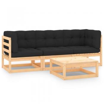 Pine Wood Garden Lounging Kit – Anthracite 4-Unit Cushion Set