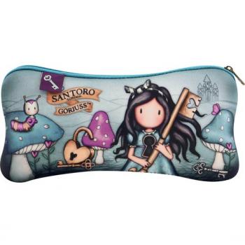 Gorjuss Curiosity Gray Green Flat Pencil Case (22 x 11.3 x 1 cm)