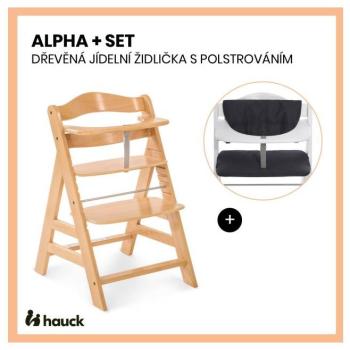 Hauck Alpha+ 2v1 dřevěná židle natural s polstrováním Melange charcoal