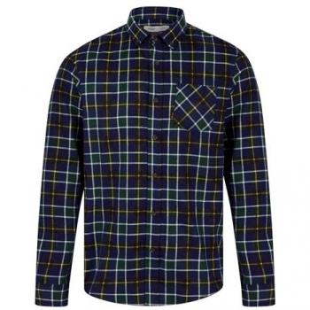 Checked Print Long Sleeve Flannel Shirt for Men