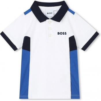 Polo Enfant Boss Taille 12M Imprimé Sigle Piqué Blanc