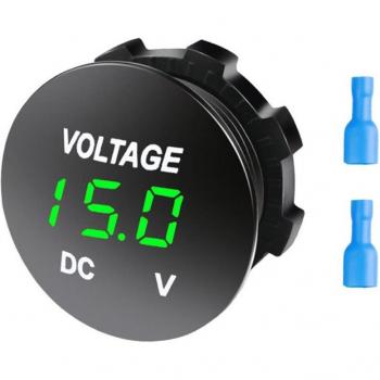 Voltímetro Impermeable para Motocicleta y Coche, Panel LED, 12V-24V