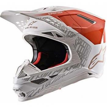 Alpinestars Supertech S‑M8 Tripl‑MX Helm L – Orange Glanz mit fluorescierendem Mattweiß und Goldakzenten