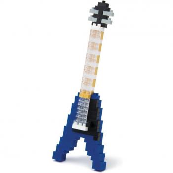 Nanoblock Elektro‑Gitarre, Blau – 130 Teile Serie