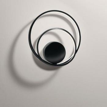 Perenz Srl Ritmo Plafoniera D. 30 Cerchi Luminosi Nero Led Integrato Design Moderno