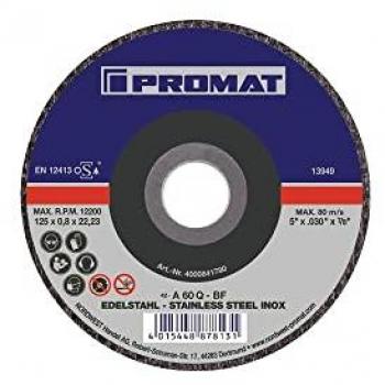 Promat Disco di taglio in acciaio inox con alesaggio 22,23 mm D125x0,8 mm