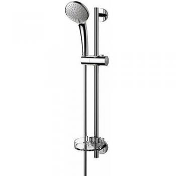 Ensemble Barre de Douche Chromée avec Porte-Savon Transparent 60 cm