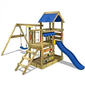 Aire de jeux extérieure WICKEY avec balançoire et toboggan