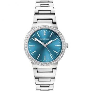 Silver‑Case Sekonda Amelia Women’s Watch, Blue Dial, Alloy Strap – 40538