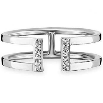 Caï Damen-Ring aus 925 Silber rhodiniert mit weißem Topas Gr. 52