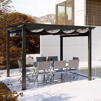 Gazebo autoportante 3 x 3 m in alluminio e telo grigio