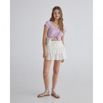 Falda corta Green Coast con bordado suizo