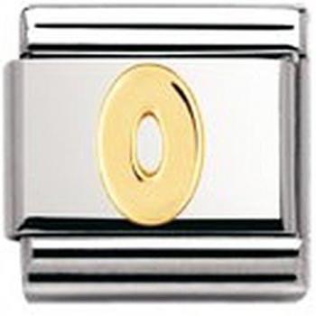 Nomination Composable Numero 0 in Acciaio e Oro 18 Carati