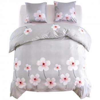 Set Copriletto VidaXL 3 pezzi Stampa floreale 240x220 cm e 80x80 cm Beige