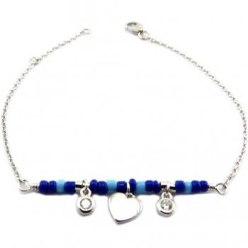 Pulsera de Plata 'Boho' con Corazón 6x6 mm