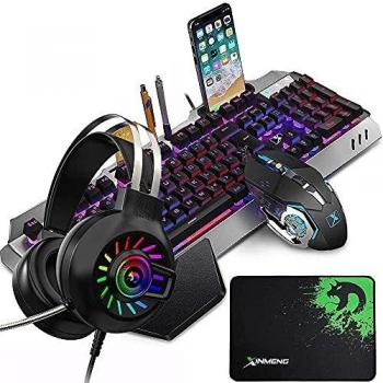 Ultimate PC Game Pack: 104-Key RGB Keyboard, 6‑Button Mouse, Audio Kit