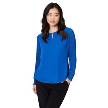 Blue Long Sleeve Keyhole Neck Blouse – Izabel London