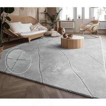 Alfombra gris poroso 200x280 cm estilo Boho Chic – Paco Home