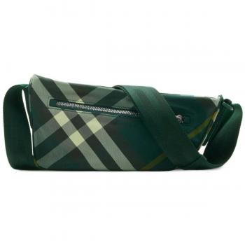 Burberry Green Crest Shoulder Bag Checked Jacquard Size ONE SIZE