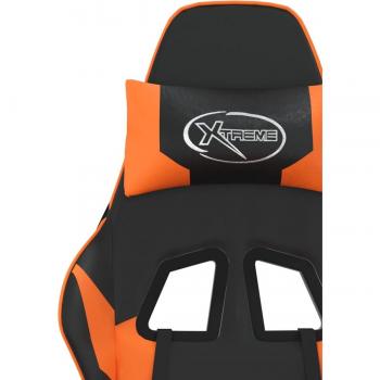 Chaise de jeu de massage et repose-pied Noir orange Similicuir vidaXL