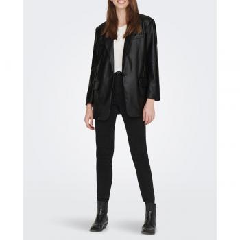 Blazer Femme Similicuir Oversize Noir