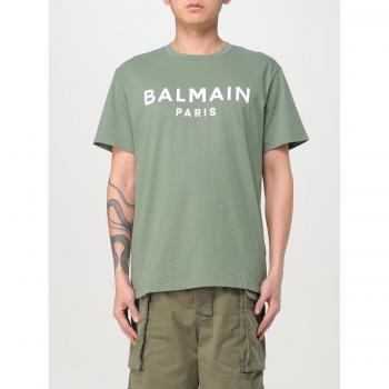 Balmain, T-Shirts, male, Green, Size: S Printed T-shirt