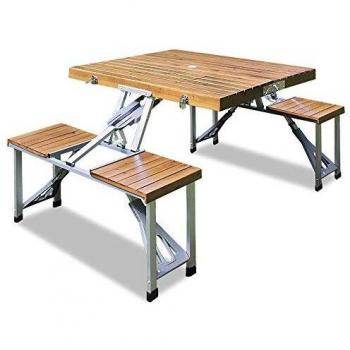 Klappbarer Campingtisch aus Holz und Aluminium für 4 Personen