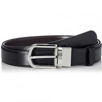 Montblanc Wendbarer Ledergürtel mit hufeisenförmiger Schnalle, 30 mm, Schwarz/Braun