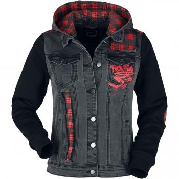 Chaqueta R.E.D. EMP – Denim Negro, Estampado y Inserts Bordados – Disponibles S‑XXL para Mujer
