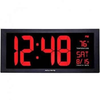 Acu-Rite 75100C 18-Inch Large Led Clock with Indoor Temperature, Black