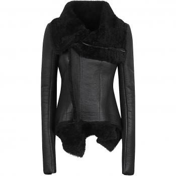 Rick Owens Women's S Black Leather Fur Jacket