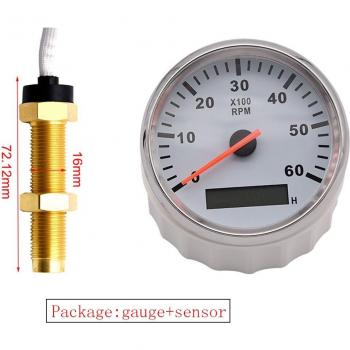 85MM Tacho Gauge with Red Backlight for Marine Use, 0-6000RPM, Hourmeter