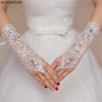 NIXUANYUAN Crystal Beaded Wedding Gloves