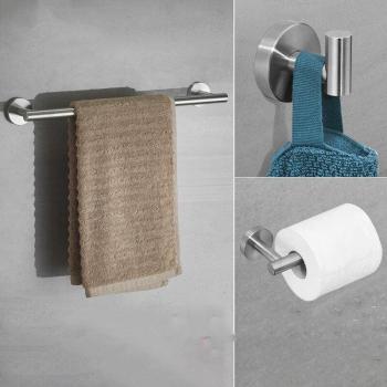 304 Stainless Steel Bathroom Kit: Towel Bar, Paper Holder, Shelf